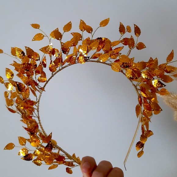 Gold Colored Leaf Headband - Picture 2 of 2